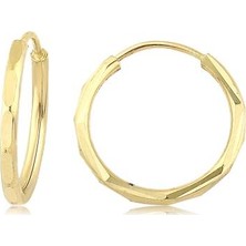İryum 14 Ayar Kalemli Halka Küpe Sarı (Çapı: 1.5cm) W4E35017
