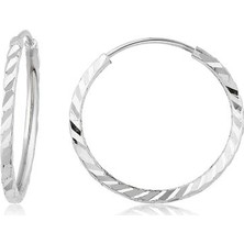 İryum 14 Ayar Kalemli Halka Küpe Beyaz (Çapı: 1.5cm) W4E35031