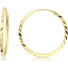 İryum 14 Ayar Kalemli Halka Küpe Sarı (Çapı: 2.2cm) W4E35038