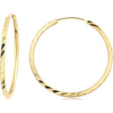 İryum 14 Ayar Kalemli Halka Küpe Sarı (Çapı: 2.7cm) W4E35041