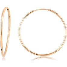 İryum 14 Ayar Halka Küpe Rose (Çapı: 3.3cm) W4E35015