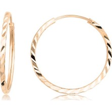 İryum 14 Ayar Kalemli Halka Küpe Rose (Çapı: 2.2cm) W4E35039