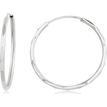 İryum 14 Ayar Kalemli Halka Küpe Beyaz (Çapı: 2.6cm) W4E35025