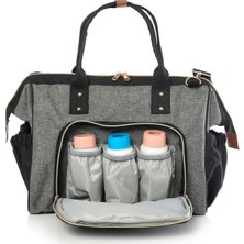 Lal Baby Baggage Bag Siyah Gri Omuz Askılı Anne Bebek Bakım Çantası