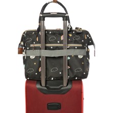 Lal Baby Baggage Bag Tavşan Desenli Siyah Omuz Askılı Anne Bebek Bakım Çantası