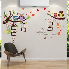 Kt Decoration Sevimli Baykuşlar ve Fotoğraf Resim Çerçeveleri Bebek ve Çocuk Odası Pvc Duvar Sticker