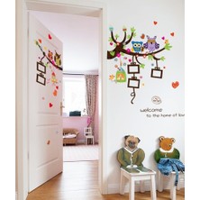 Kt Decoration Sevimli Baykuşlar ve Fotoğraf Resim Çerçeveleri Bebek ve Çocuk Odası Pvc Duvar Sticker