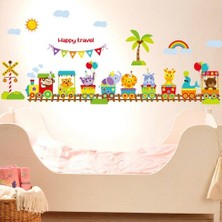 Kt Decoration Tren ve Hayvanlar Bebek ve Çocuk Odası Pvc Duvar Sticker