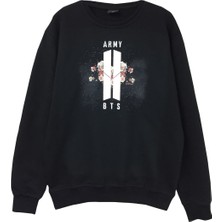 Stonedfame Bts Baskılı Bisiklet Yaka Sweatshirt Spor Sweatshirt