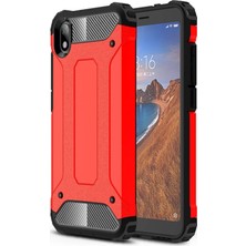 Caseart Xiaomi Redmi 7A Kapak Çift Katmanlı Zırh Tank Kılıf - Kırmızı