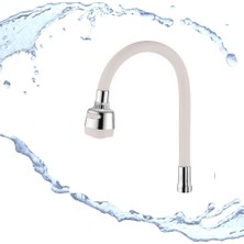 Qniay Fonksiyonlu Beyaz Oynar Gövdeli Tasarruflu Su Musluk Başlığı  Fonksiyonlu Silikon Kubar Kuğu Eviye Borusu