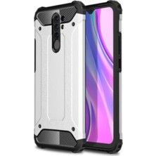 Caseart Xiaomi Redmi 9 Kapak Çift Katmanlı Zırh Tank Kılıf - Gri