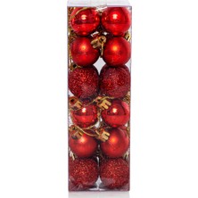 Partijet Yılbaşı Çam Ağacı Süsü Kırmızı Top 3 cm 24'lü Renkli Toplar ile Eğlenceli Dekorasyon