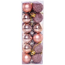 Partijet Rose Gold Renkli Yılbaşı Çam Ağacı Süsü Top 3 cm 24'lü Plastik Süs Çeşitleri