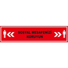 New Jargon Sosyal Mesafenizi Koruyun Yazısı Kırmızı Renk Yere Yapıştırılacak Sticker Afiş 12 x 50 cm Syl25