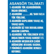 İzmir Serifgari Asansör Talimatı Galvaniz Uyarı Levhası 17,5 x 25 cm