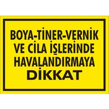 İzmir Serifgari Boya Tiner Vernik Ve Cila İşlerinde Havalandırmaya Dikkat (Kendinden Yapışkanlı Etiket) 17,5 x 25 cm