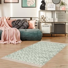 Bona Fortuna Geometrik Desenli Dijital Baskı Yıkanabilir Kaymaz Taban Modern Kilim Desen Salon Halı (Bej)