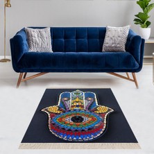 Bona Fortuna Fatma Ana Eli Desenli Dijital Baskı Yıkanabilir Kaymaz Taban Modern Salon Halısı