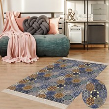Bona Fortuna Kilim Desenli Etnik Dijital Baskı Yıkanabilir Kaymaz Taban Modern Salon Halı ve Yolluk