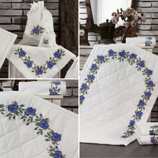 Minelya Home Kanaviçe 5 Parça Seccade Bohça Seti Mavi