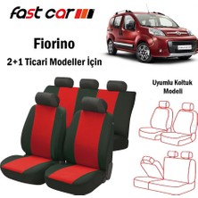 Fast Car Fiorino Oto Koltuk Kılıfı Arka 2+1 Koltuk Modeli Siyah Kırmızı