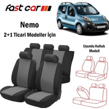 Fast Car Nemo Oto Koltuk Kılıfı Arka 2+1 Koltuk Modeli Siyah Gri