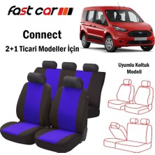 Fast Car Connect Oto Koltuk Kılıfı Arka 2+1 Koltuk Modeli Siyah Mavi