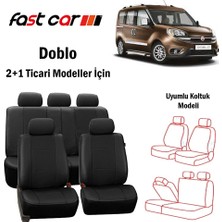 Fast Car Doblo Oto Koltuk Kılıfı Arka 2+1 Koltuk Modeli Siyah