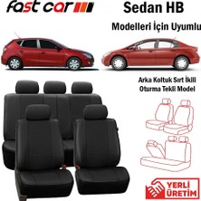 Fast Car Oto Koltuk Kılıfı Sedan HB İçin Arka Sırt 2+1 Oturma Yeri Tekli Siyah