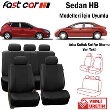 Fast Car Oto Koltuk Kılıfı Sedan HB  İçin Arka Sırt ve Oturma Yeri Tekli Model Siyah