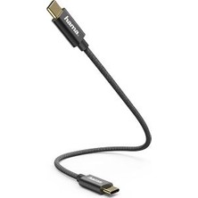 Hama 183333 0.2m USB-C - USB-C Şarj/Data Kablosu – Siyah