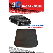 Rizline Skoda Super B Sedan 3D Bagaj Havuzu Siyah 2015 ve Sonrası