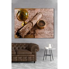 Hediyeler Kapında 70x100 Harita ve Pusula Kanvas Tablo