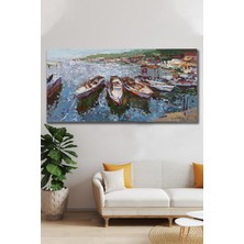 Hediyeler Kapında 90x130 Yağlı Boya Görünümlü Liman Kanvas Tablo