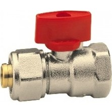 Eca 1/2 Rakorlu Mini Küresel Valf  Pex Kırmızı Volanlı  102122031