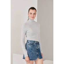 Catspy Gri Boğazlı Triko Kazak