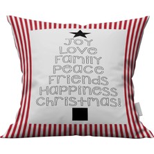 Marte Home Yılbaşı Tek Taraflı Çizgili Dekoratif Kırlent Kılıfı