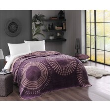 Taç Battaniye Pamuklu Çift Kişilik Moon Mürdüm