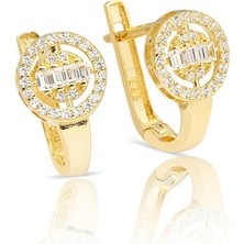 Bilezikci Baget Taşlı 14 Ayar Altın Küpe