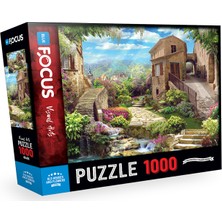 Blue Focus 1000 Parça Puzzle - Old Houses And Flowers