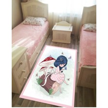 STY Home Kız Çocuk Mantar Kaymaz Tabanlı Yıkanabilir Halı Kilim Yolluk Pembe