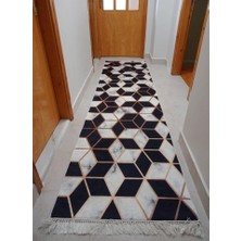 STY Home Siyah Küp Kaymaz Tabanlı Yıkanabilir Halı & Kilim & Yolluk