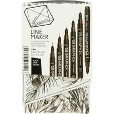 Derwent Graphik Line Maker Teknik Çizim ve Grafik Kalemi 6'lı Set Black