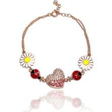 Midyat Nurtaş Gümüş Kalp Model Rose Kaplama Kadın Gümüş Bileklik