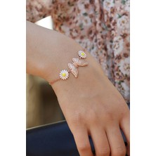 Midyat Nurtaş Gümüş Kelebek Model Rose Kaplama Kadın Gümüş Bileklik