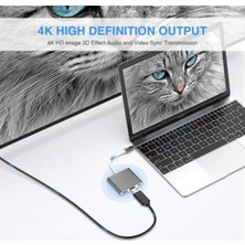Arabulalaca Multiport 4K Type-C To 3 Portlu HDMI - USB - Type-C Çevirici Adaptör Macbook Aparat
