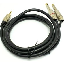 Winkel 3.5mm Stereo 2x6.3mm Mono Metal Jaklı Kablo 10MT