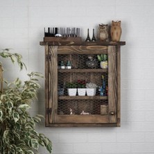 Tedarik Center Ahşap Mutfak Dolabı Tel Detaylı Bardak Tabak Rafı Terek