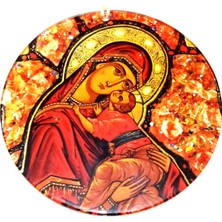 Mixperi Füzyon Cam Meryem Ana ve Bebek Isa Resimli El Yapımı Duvar Süsü Noel Için Hediyelik Eşya